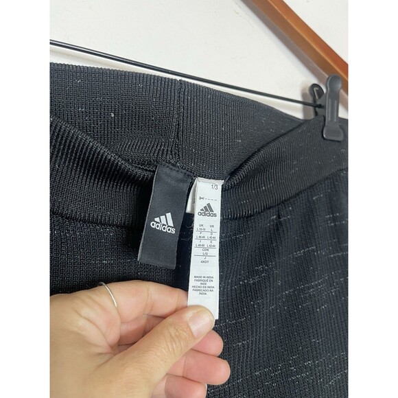 Adidas Women's Large Black Waffle Knit Cropped Lounge Sweat Pants Pockets - Picture 4 of 6